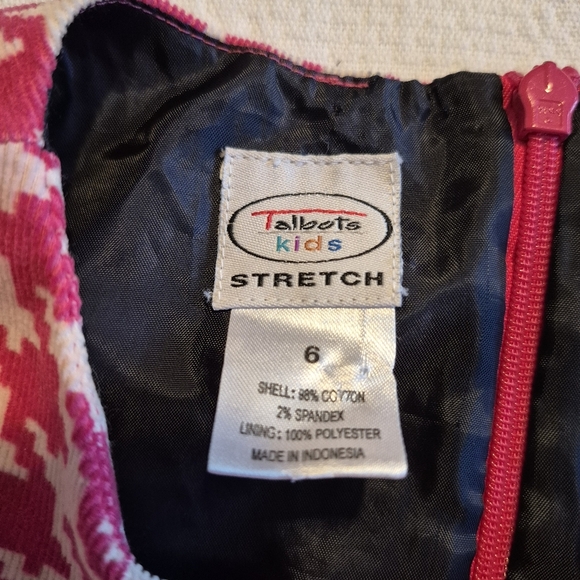 Talbots kids girls size 6 houndstooth pink & white shift dress VGUC - Picture 4 of 6